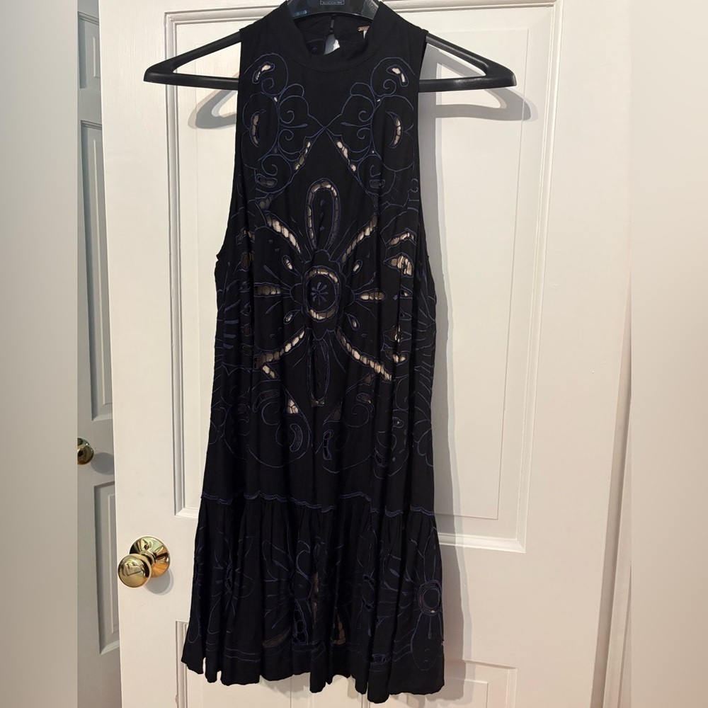 Free People - Medium - Elegant Black Sleeveless Dress - Open Back / High Neck